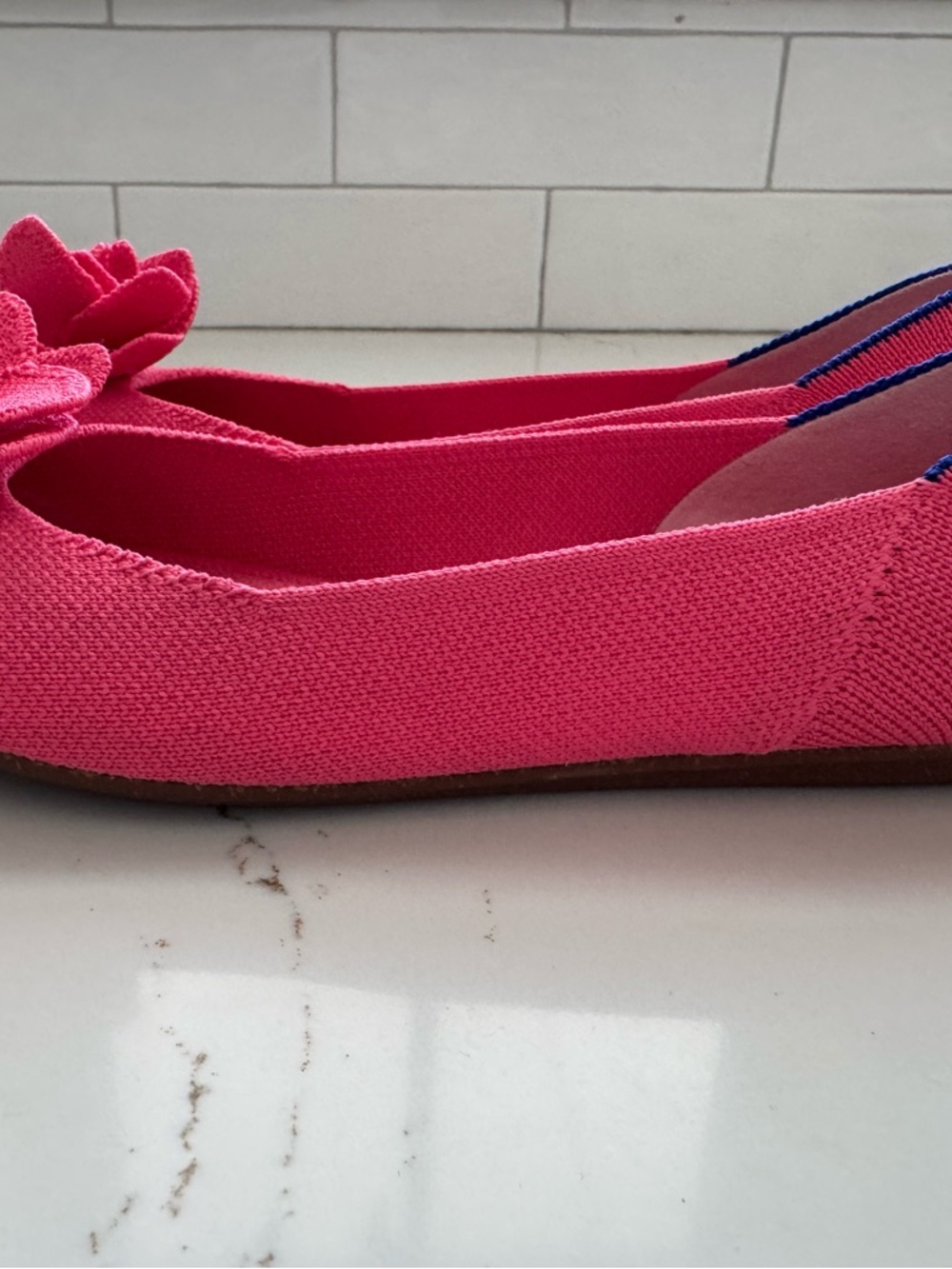 Rothy's The Petal Square Toe Ballet Flat Soirée Pink Size 7 Barbiecore Girlie - Picture 6 of 13